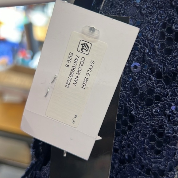 Betsy & Adam "JOHANNA" 3/4 SLEEVE SHEER MATTE JERSEY LONG DRESS - Picture 10 of 10